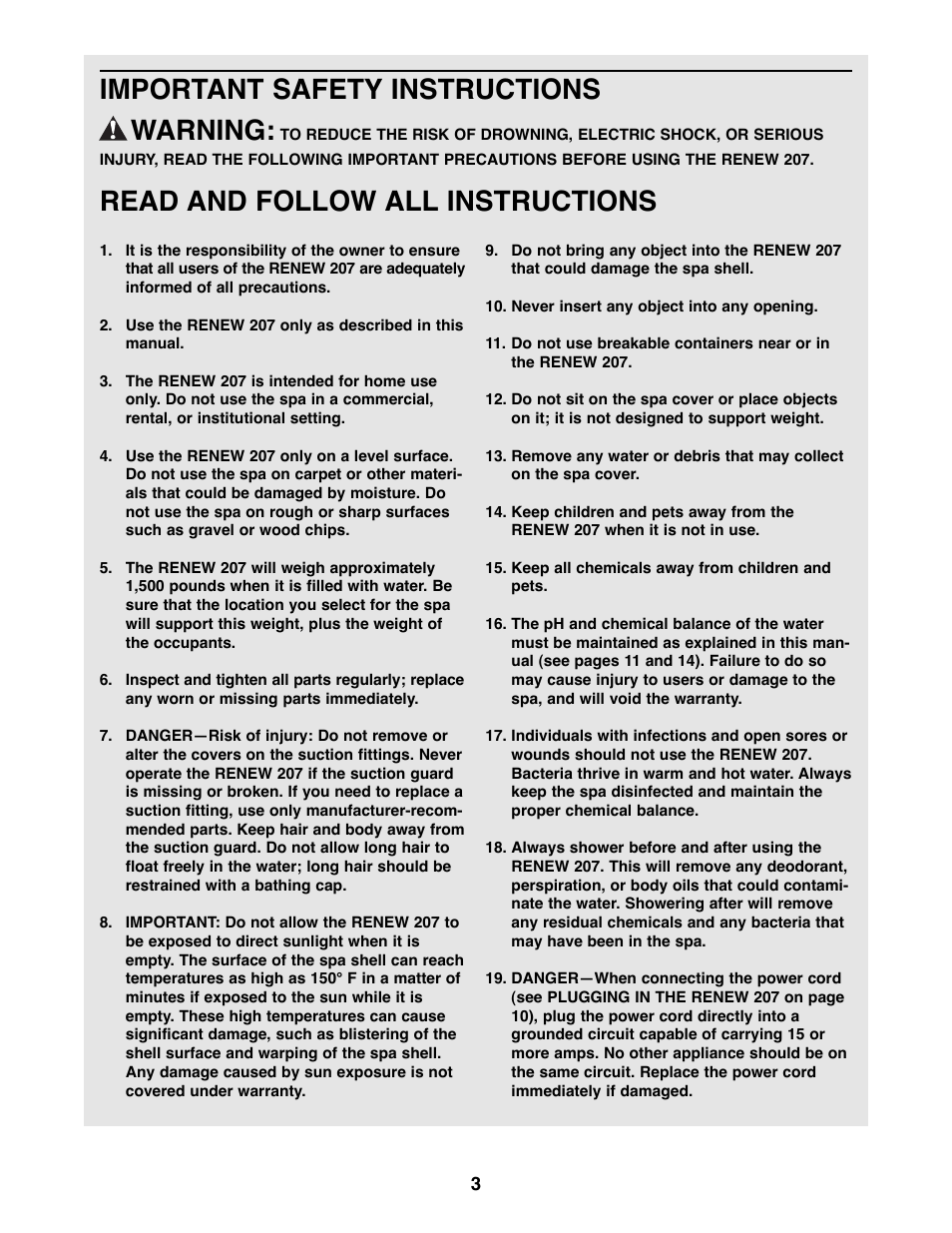 Important safety instructions warning, Read and follow all instructions | Image IMHS20701 User Manual | Page 3 / 20