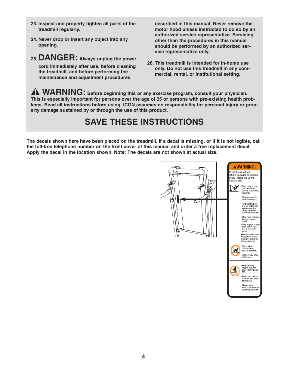 Danger, Warning, Save these instructions | Image IMTL22506.0 User Manual | Page 4 / 23