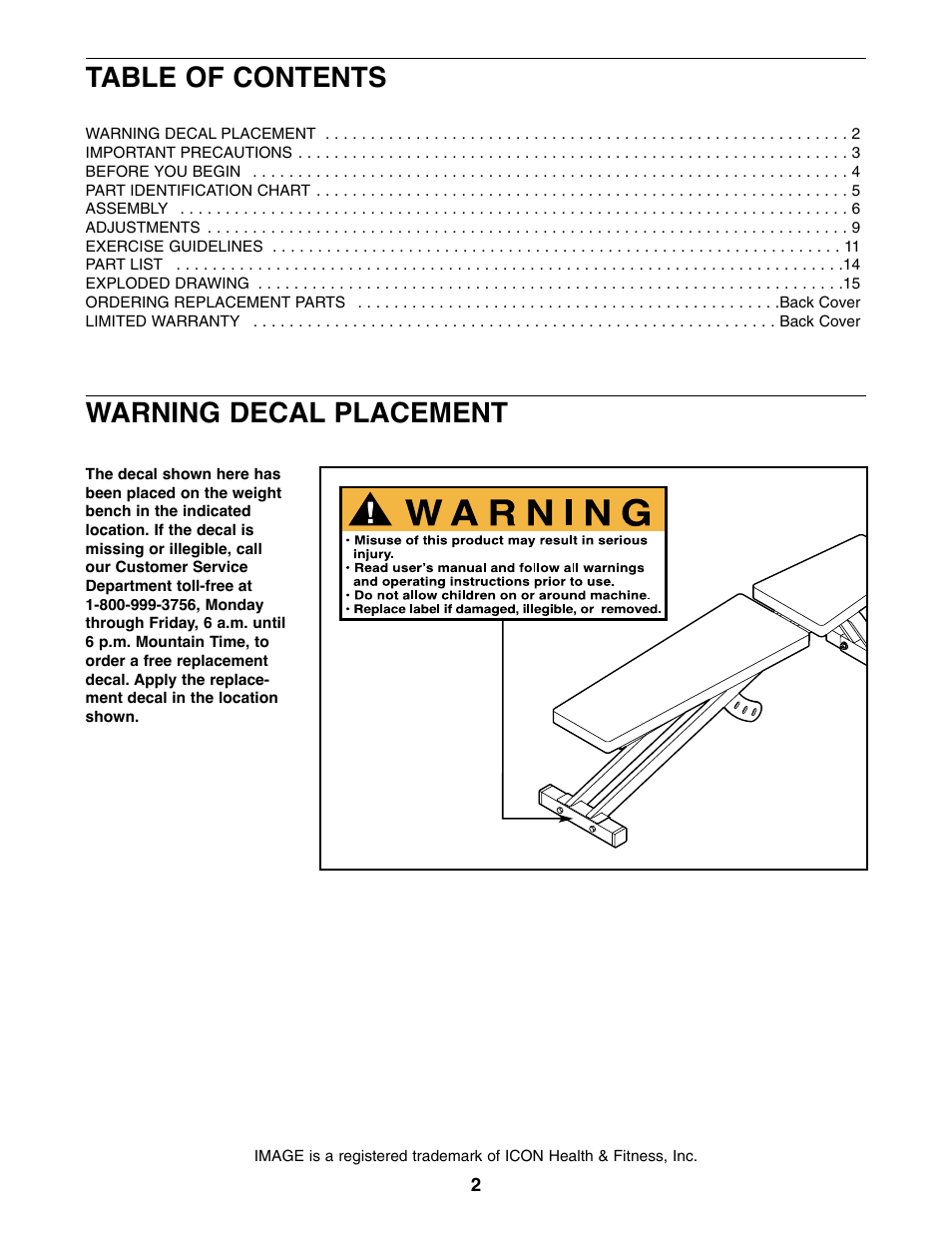 Table of contents warning decal placement | Image HGBE89910f User Manual | Page 2 / 16