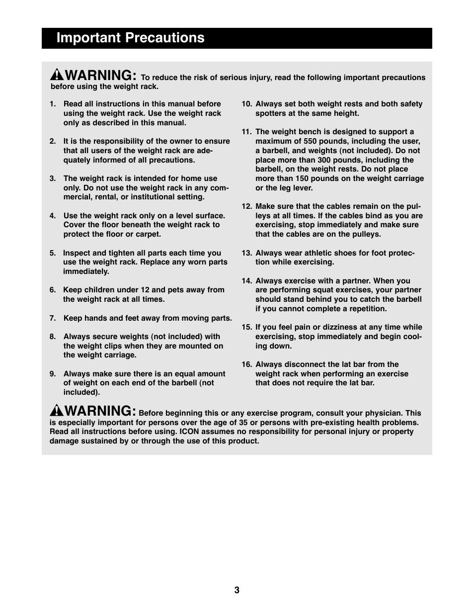 Important precautions warning, Warning | Image IMBE39401 User Manual | Page 3 / 22