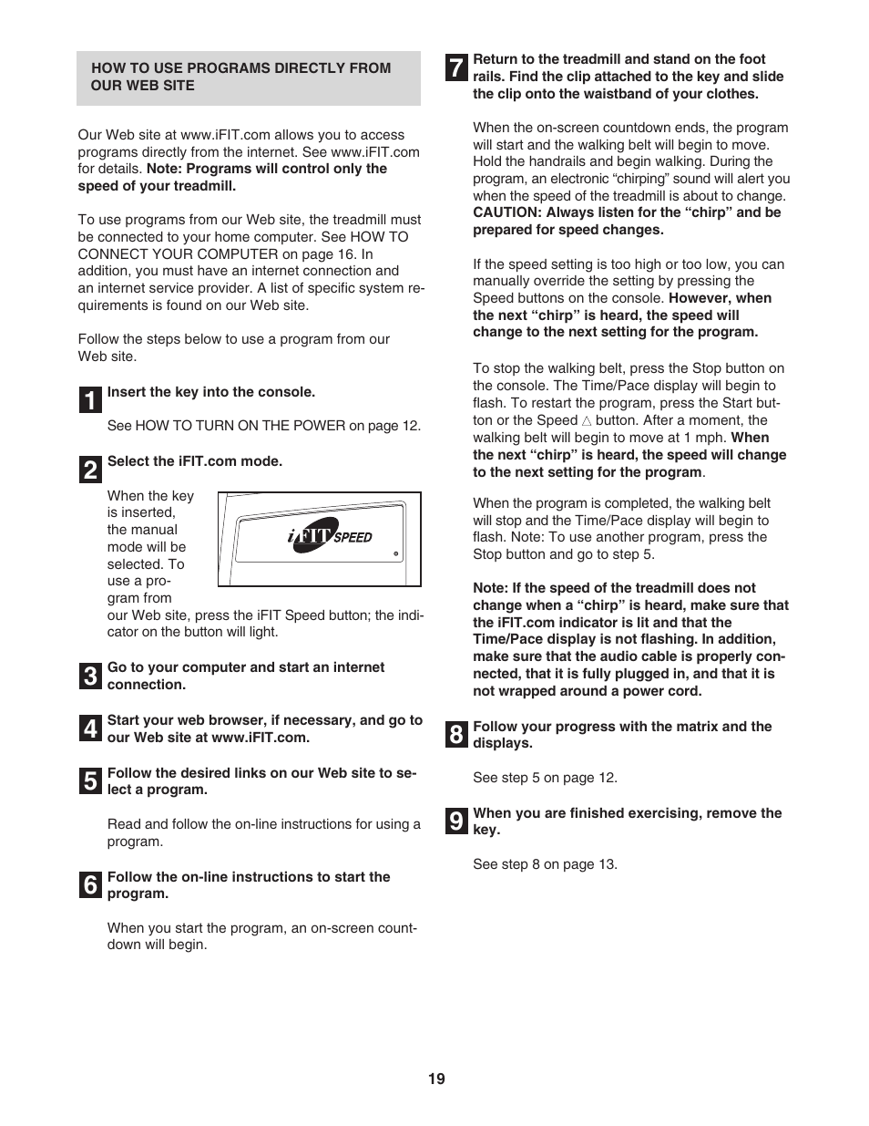 Image 16.0 Q treadmill IMTL4153.1 User Manual | Page 19 / 30