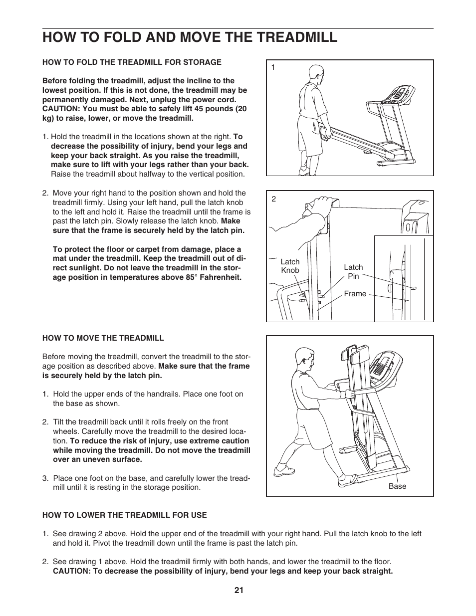 How to fold and move the treadmill | Image 16.0 Q treadmill IMTL4153.1 User Manual | Page 21 / 30