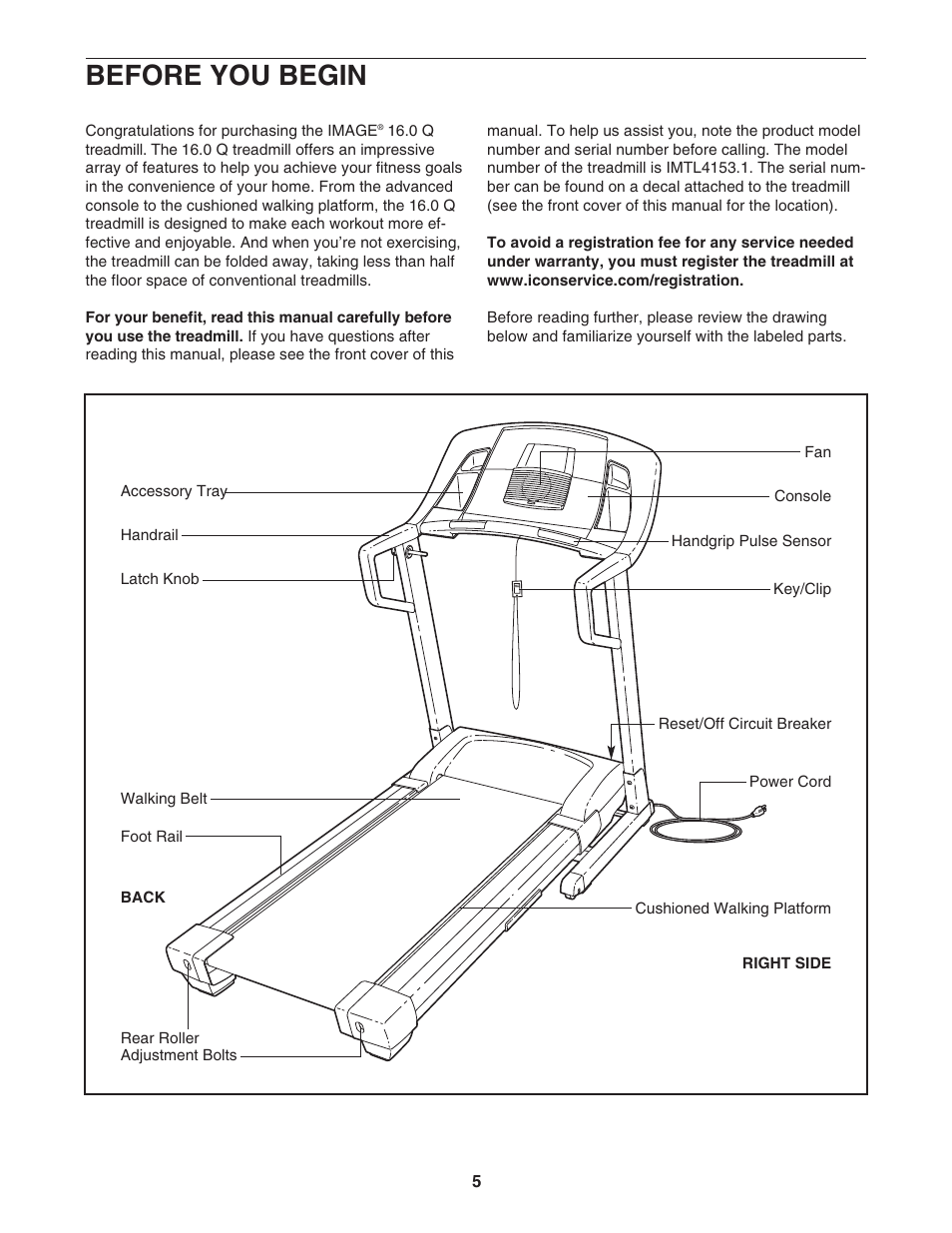 Before you begin | Image 16.0 Q treadmill IMTL4153.1 User Manual | Page 5 / 30