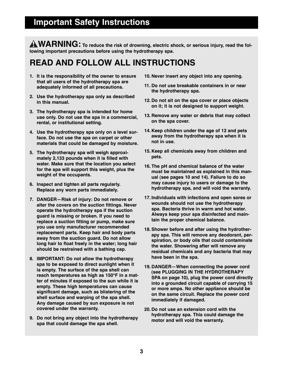 Warning, Read and follow all instructions, Important safety instructions | Image IMHS45590 User Manual | Page 3 / 20