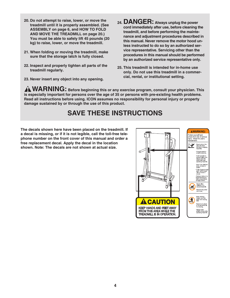 Danger, Warning, Save these instructions | Image IMTL59105.1 User Manual | Page 4 / 30