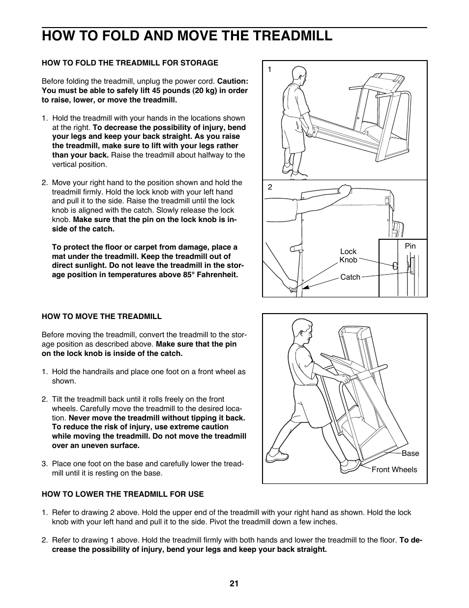 How to fold and move the treadmill | Image IMTL11992 User Manual | Page 21 / 30