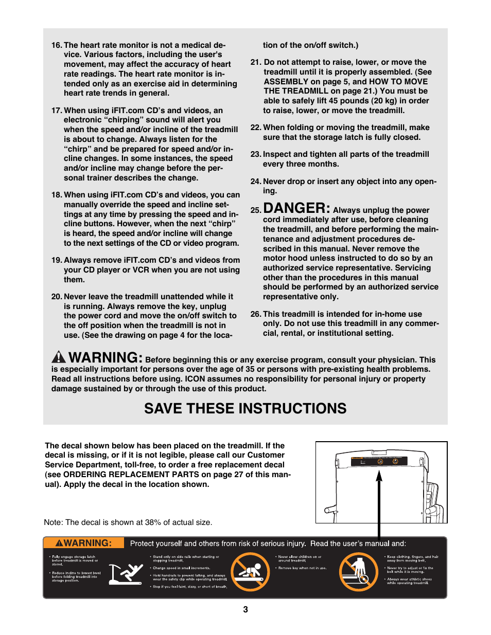 Danger, Warning, Save these instructions | Image IMTL11992 User Manual | Page 3 / 30