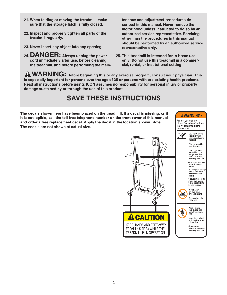 Danger, Warning, Save these instructions | Image Q400 IMTL39906.0 User Manual | Page 4 / 28