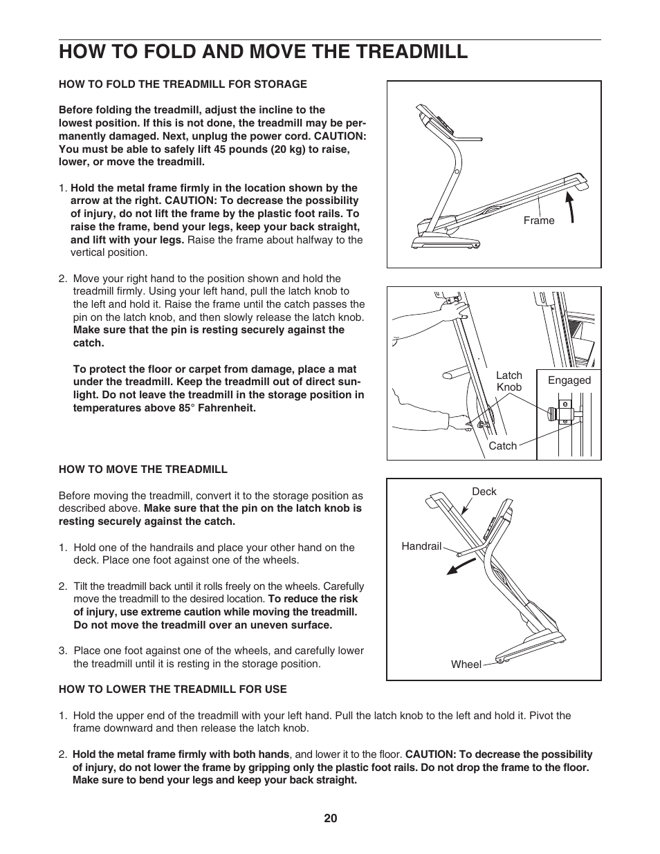 How to fold and move the treadmill | Image 17.5 S IMTL49606.0 User Manual | Page 20 / 26