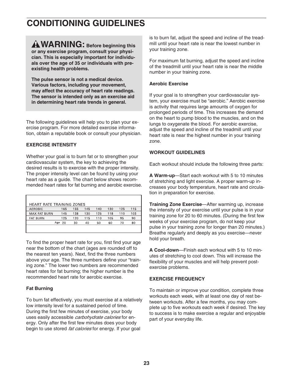 Conditioning guidelines, Warning | Image 17.5 S IMTL49606.0 User Manual | Page 23 / 26