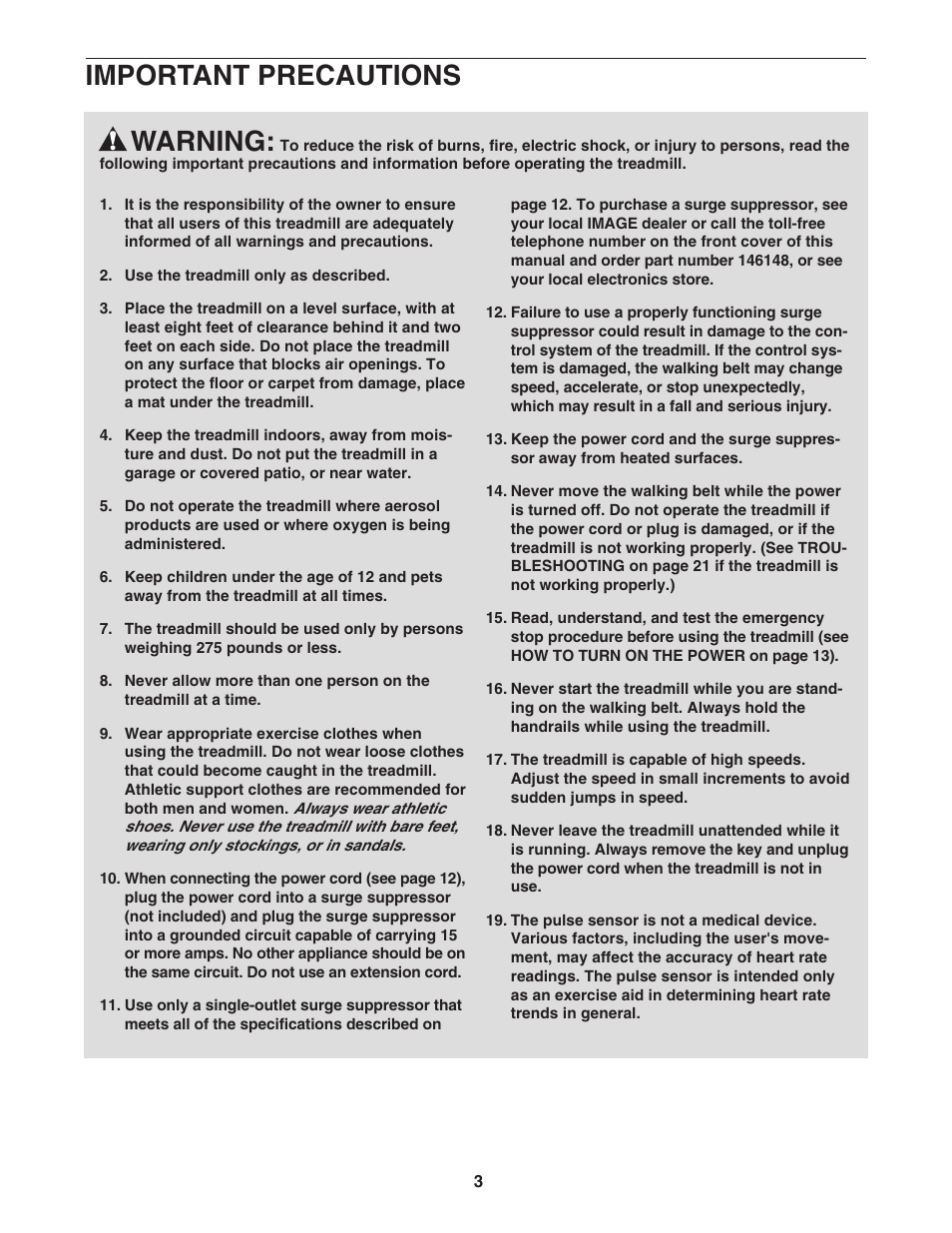 Warning, Important precautions | Image 17.5 S IMTL49606.0 User Manual | Page 3 / 26