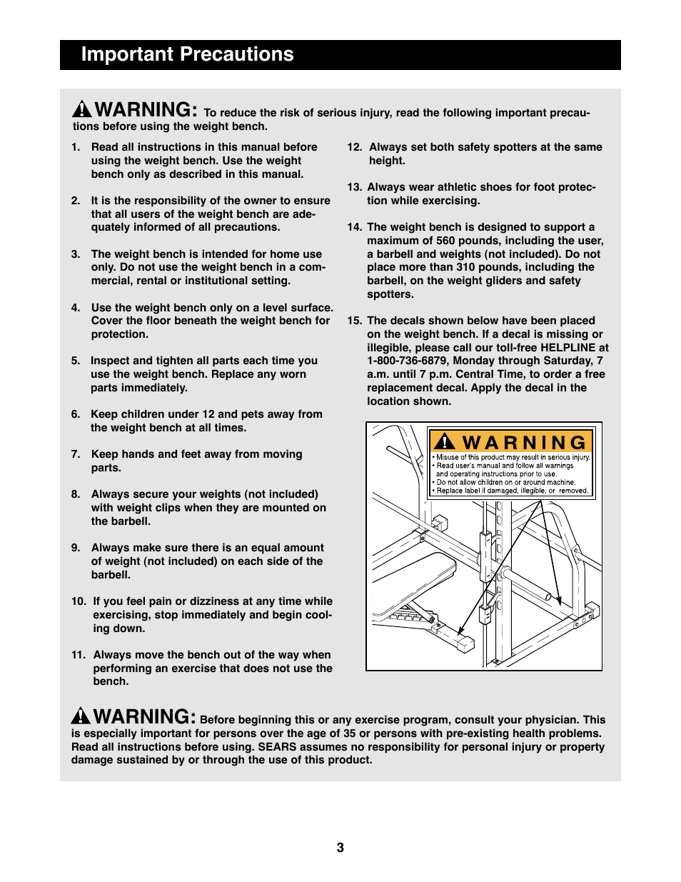 Warning, Important precautions | Image 831.159701 User Manual | Page 3 / 18