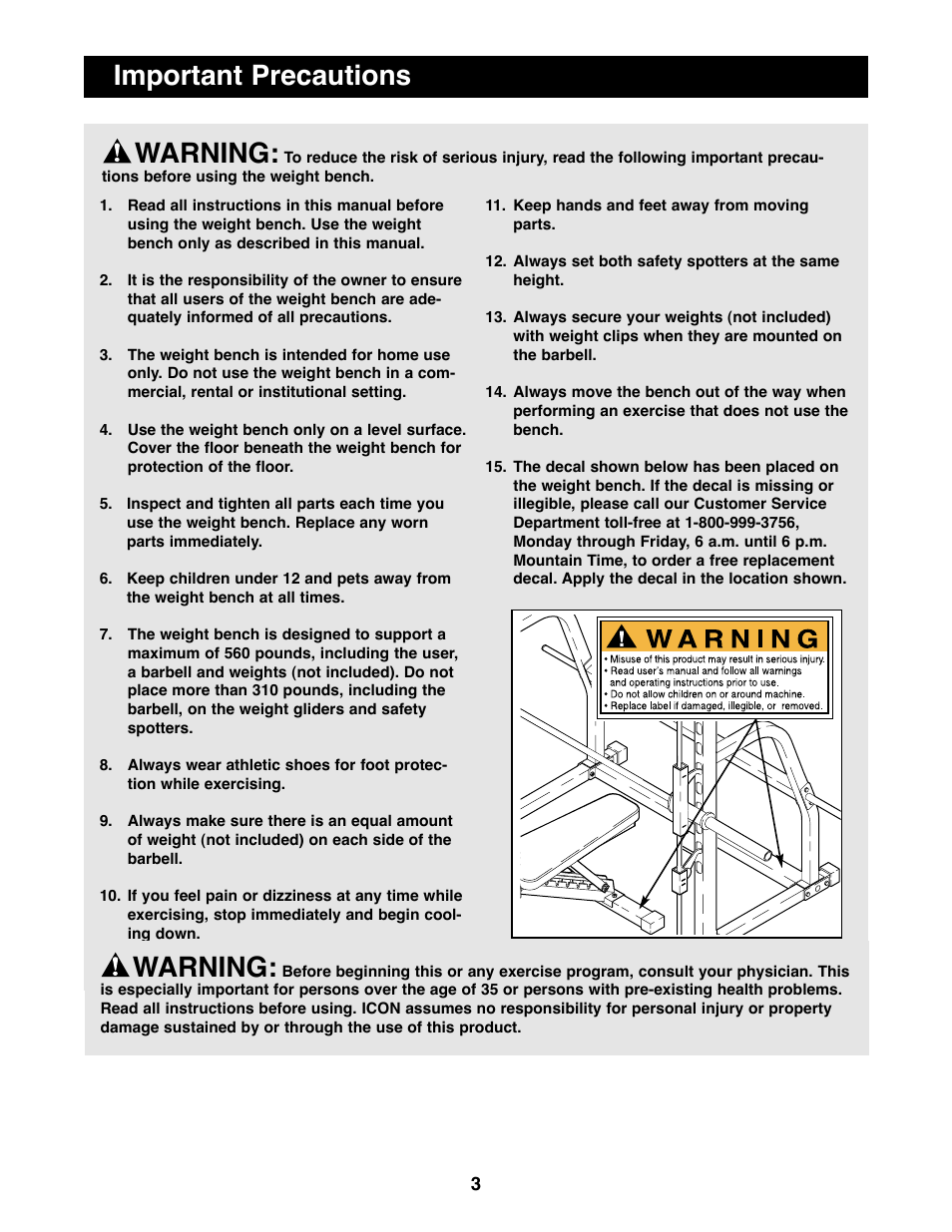 Warning, Important precautions | Image 3.8 User Manual | Page 3 / 18