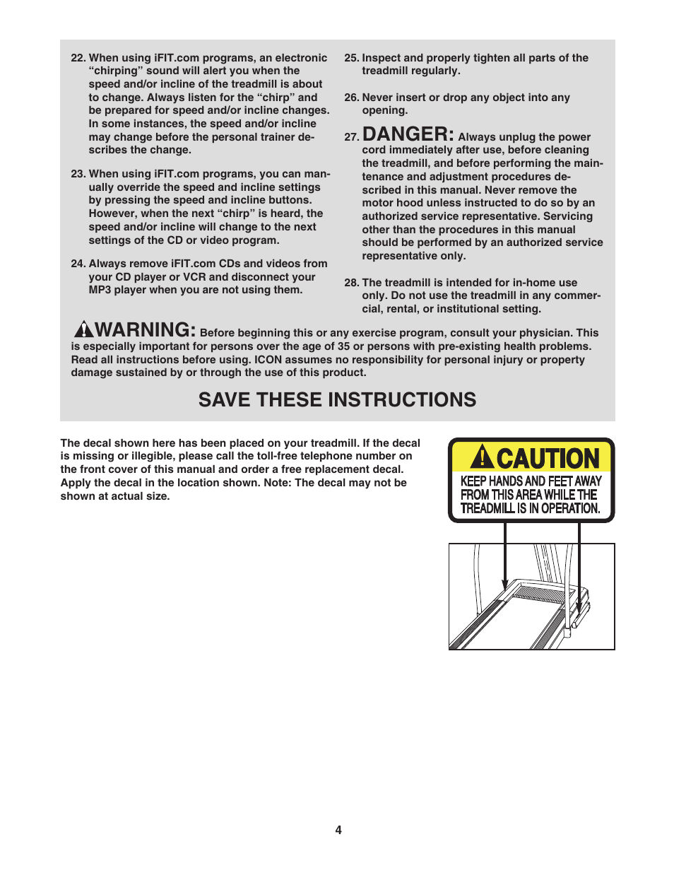 Danger, Warning, Save these instructions | Image IMTL13905.0 User Manual | Page 4 / 34