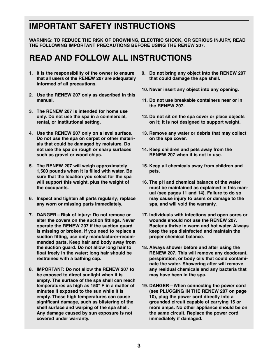 Important safety instructions, Read and follow all instructions | Image 831.21007 User Manual | Page 3 / 20