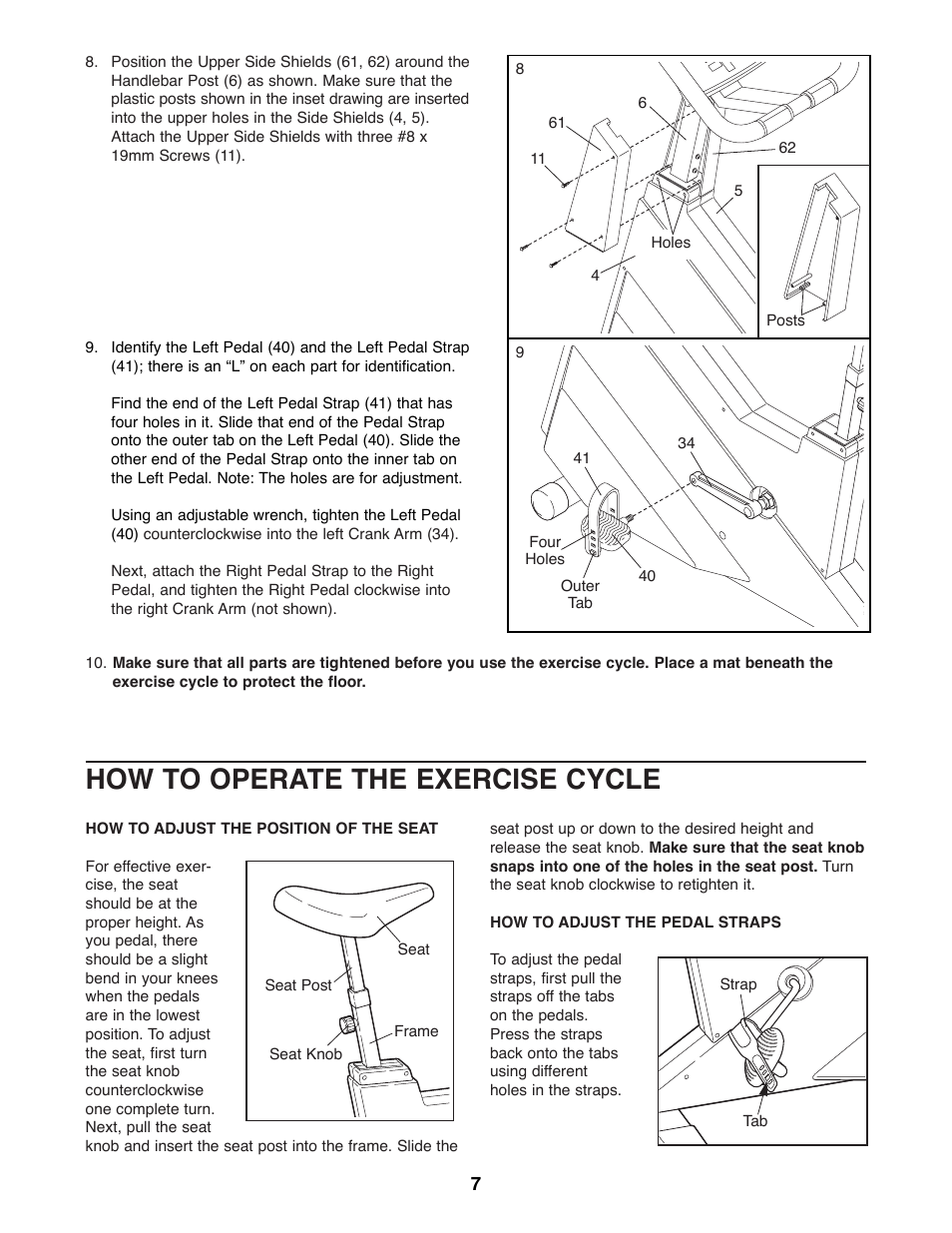 How to operate the exercise cycle | Image IMEX35080 User Manual | Page 7 / 16