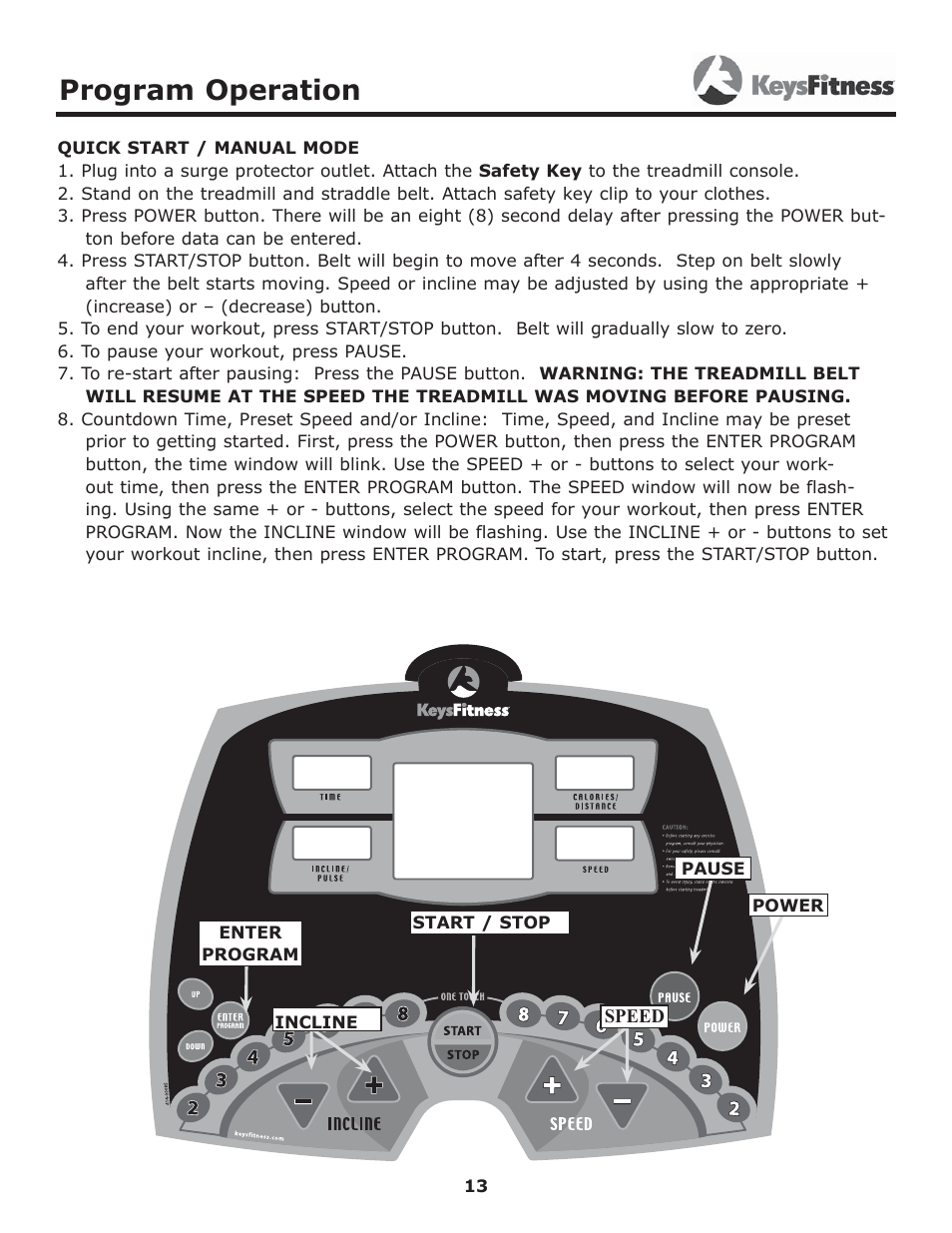 Program operation | Image Keys 4600T User Manual | Page 13 / 29