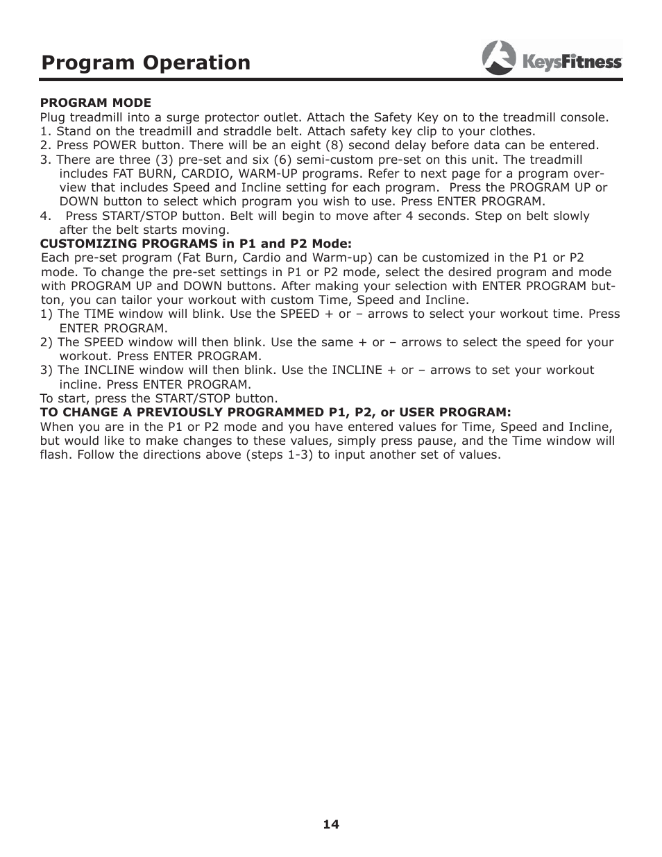 Program operation | Image Keys 4600T User Manual | Page 14 / 29