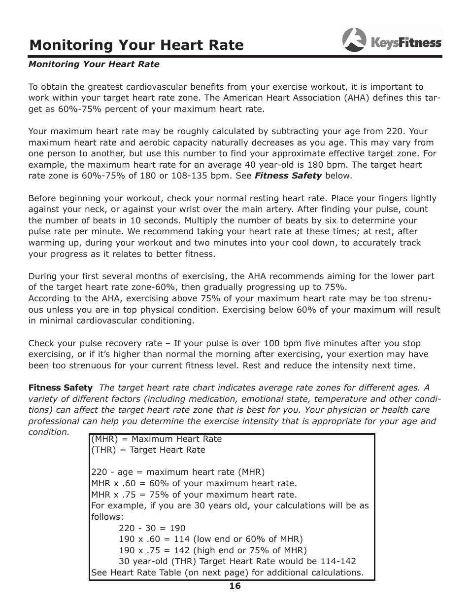 Monitoring your heart rate | Image Keys 4600T User Manual | Page 16 / 29