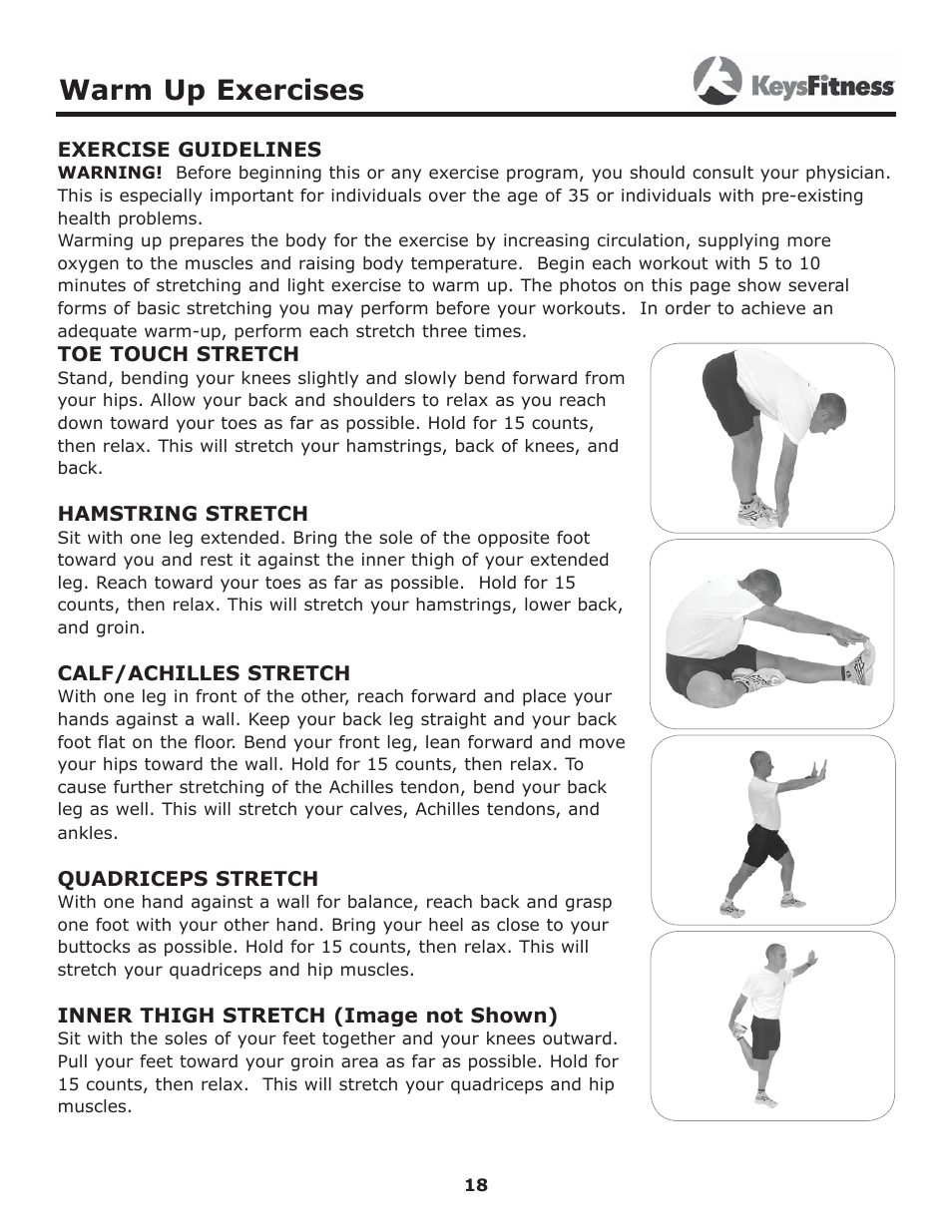 Warm up exercises | Image Keys 4600T User Manual | Page 18 / 29