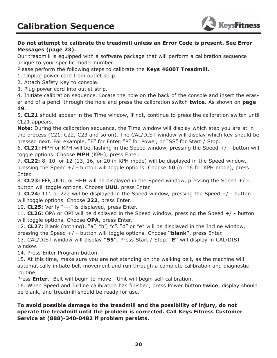 Calibration sequence | Image Keys 4600T User Manual | Page 20 / 29