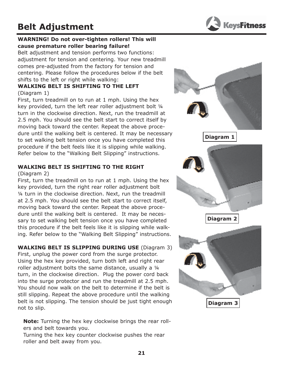 Belt adjustment | Image Keys 4600T User Manual | Page 21 / 29