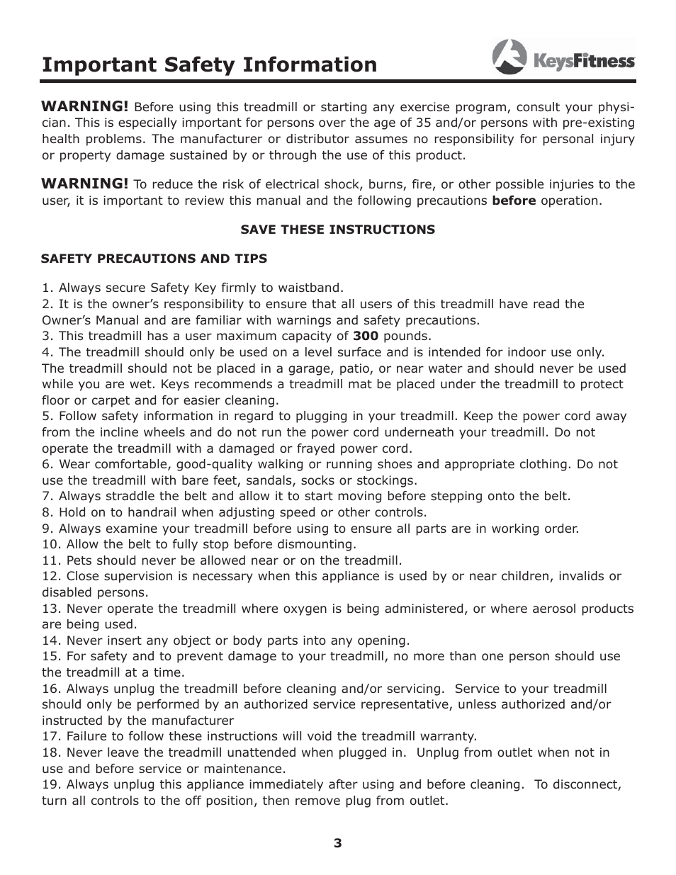 Important safety information | Image Keys 4600T User Manual | Page 3 / 29