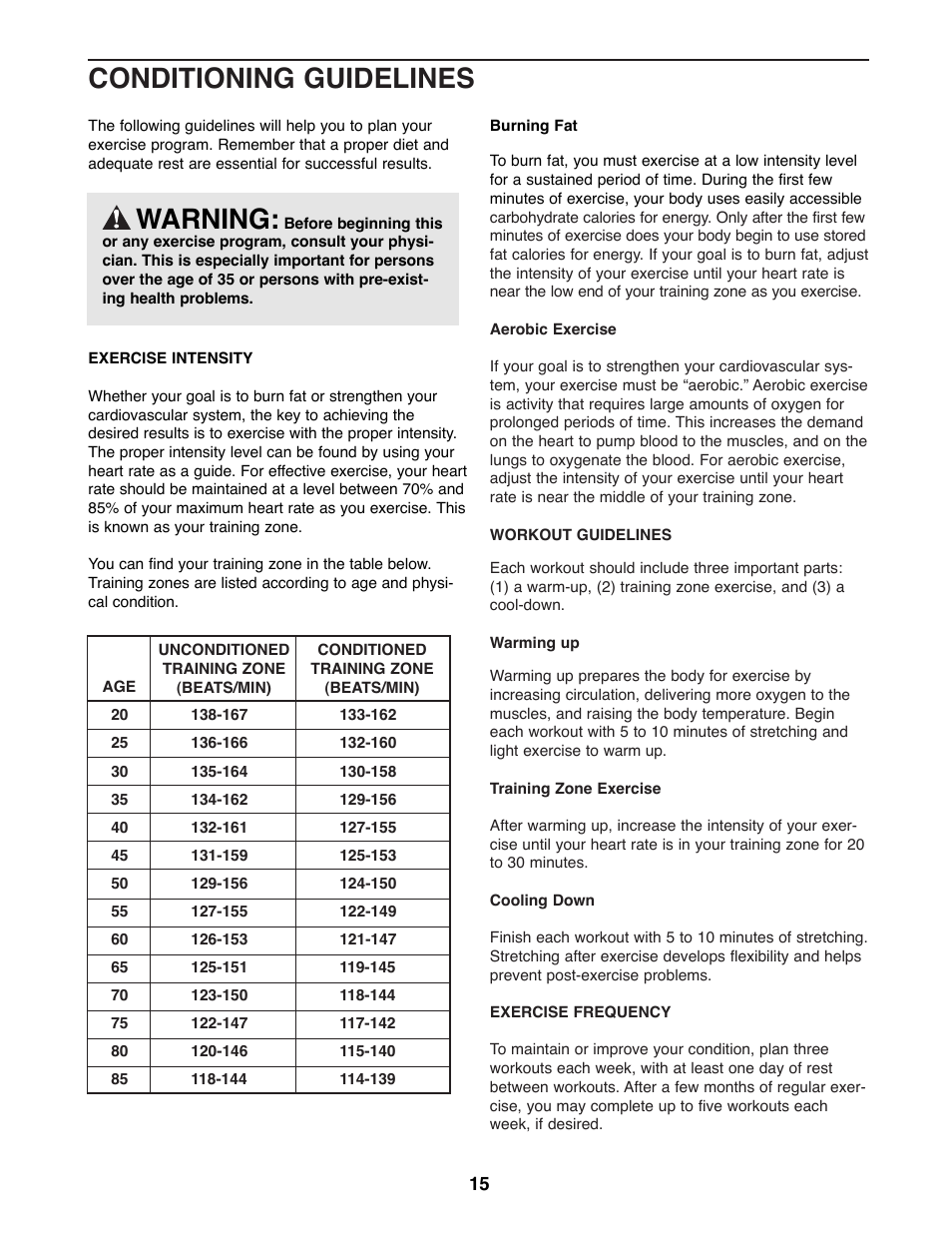 Conditioning guidelines warning | Image IMEL08900 User Manual | Page 15 / 20