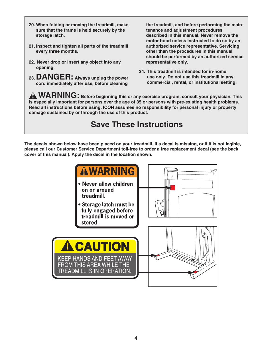 Danger, Warning, Save these instructions | Image IMTL24490 User Manual | Page 4 / 34