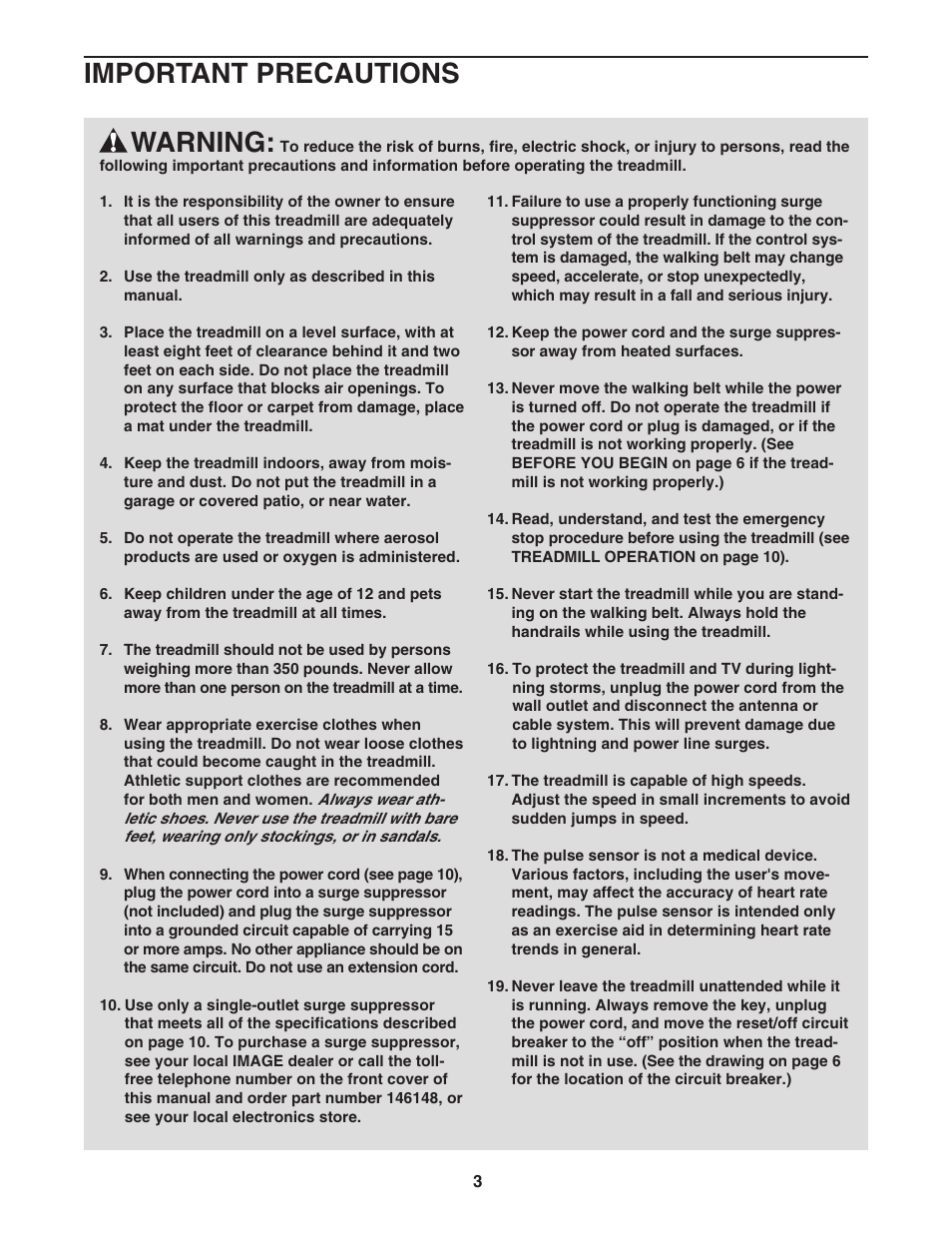 Warning, Important precautions | Image Advanced 2200 IMTL94106.0 User Manual | Page 3 / 30