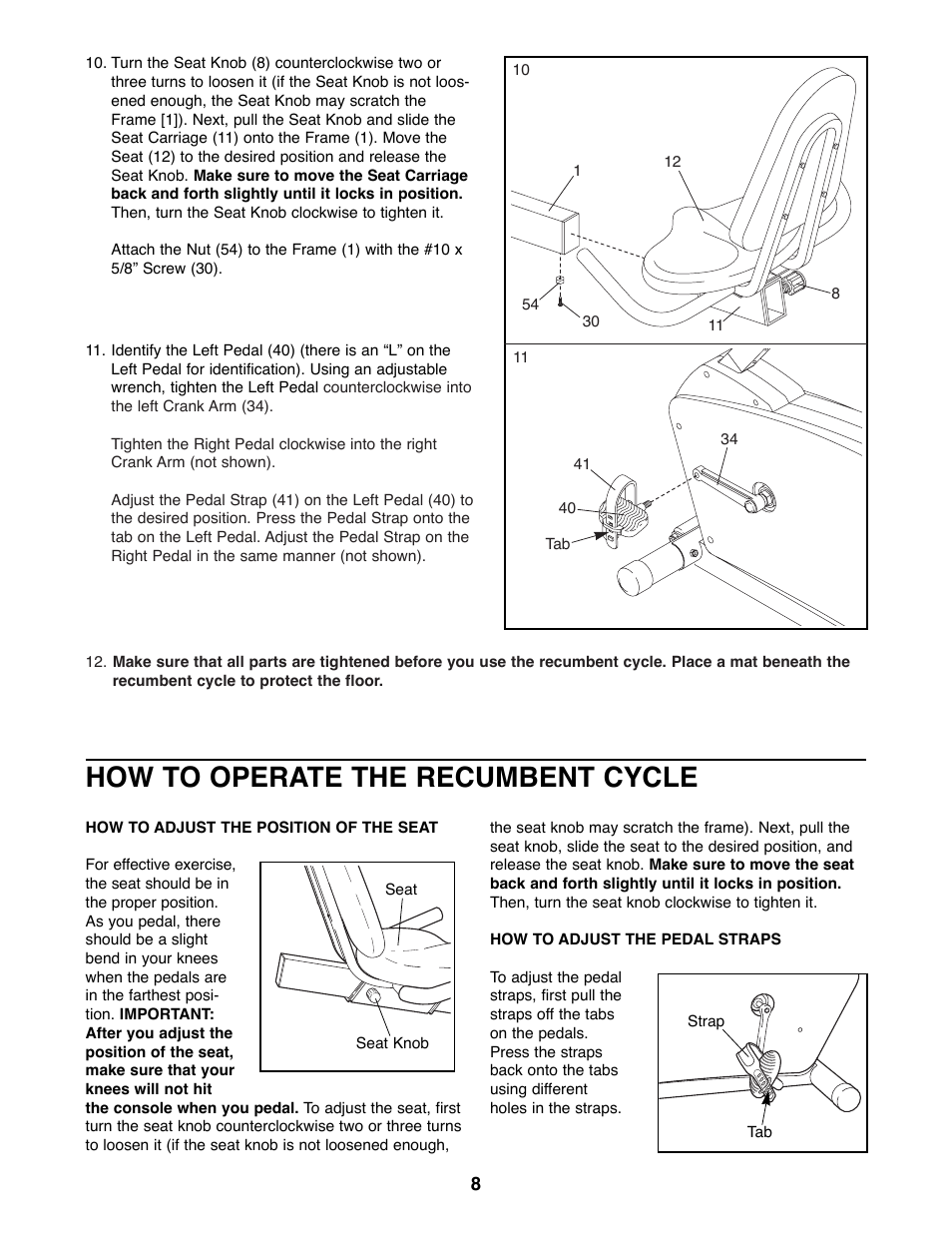 How to operate the recumbent cycle | Image IMEX36580 User Manual | Page 8 / 16