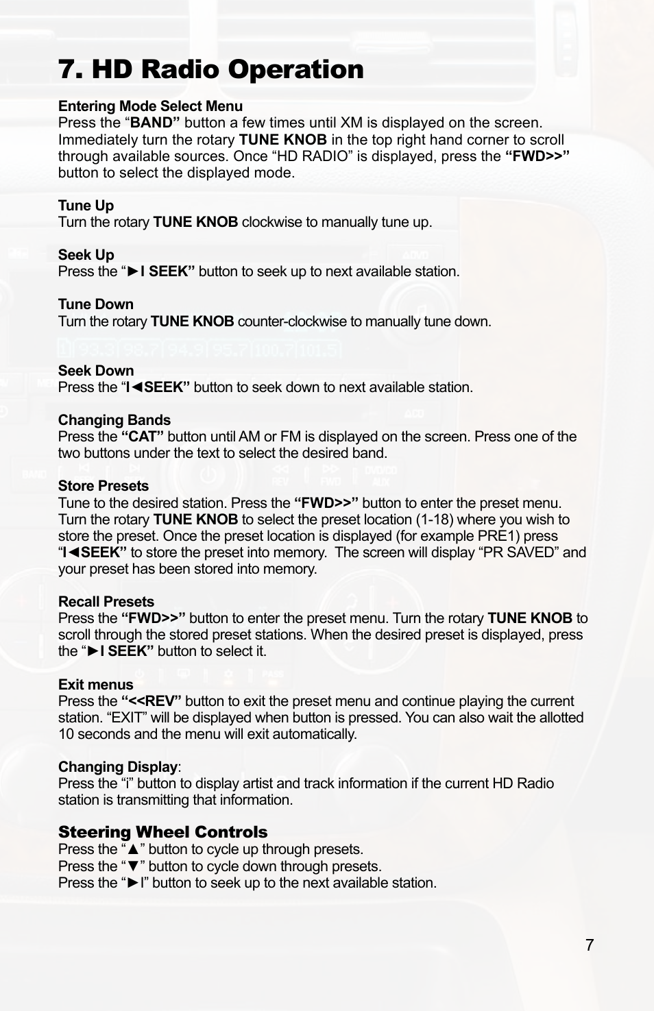 Hd radio operation | iSimple IPOD PXAMG User Manual | Page 9 / 17