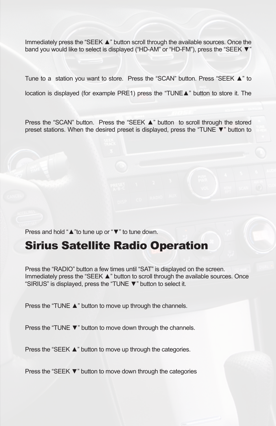Sirius satellite radio operation | iSimple PGHNI2 User Manual | Page 25 / 42