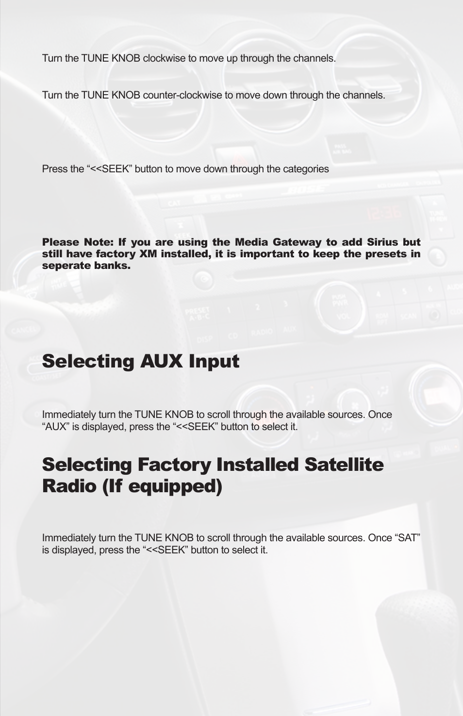 Selecting aux input | iSimple PGHNI2 User Manual | Page 39 / 42