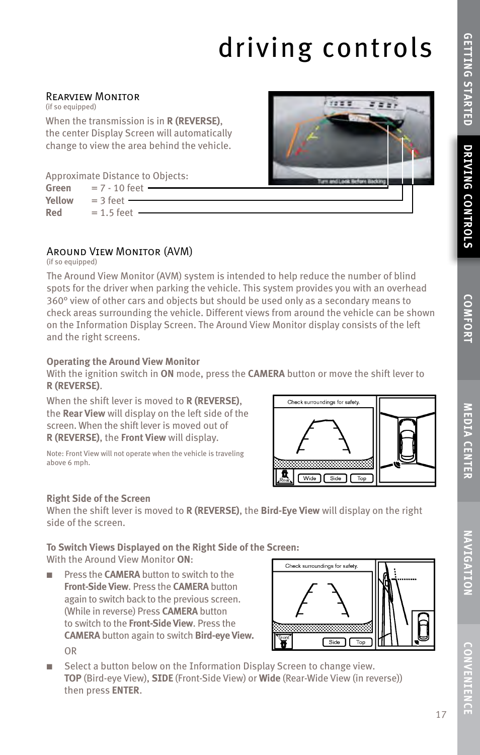 Driving controls | Infiniti EX35 User Manual | Page 19 / 48