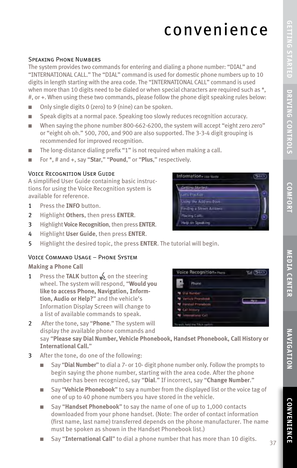 Convenience | Infiniti EX35 User Manual | Page 39 / 48