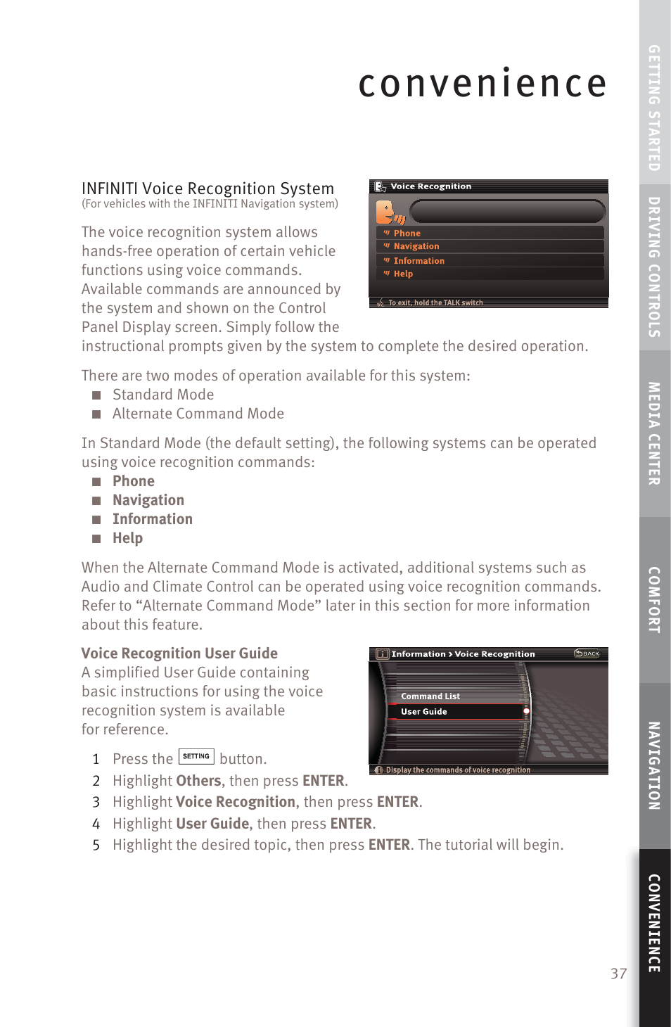 Convenience | Infiniti M45 User Manual | Page 39 / 48