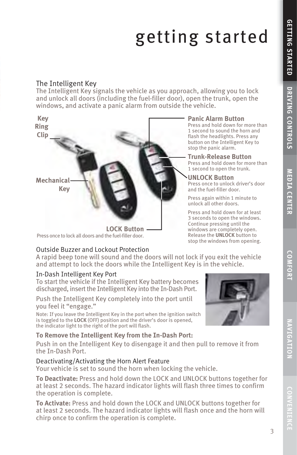 Getting started | Infiniti M45 User Manual | Page 5 / 48