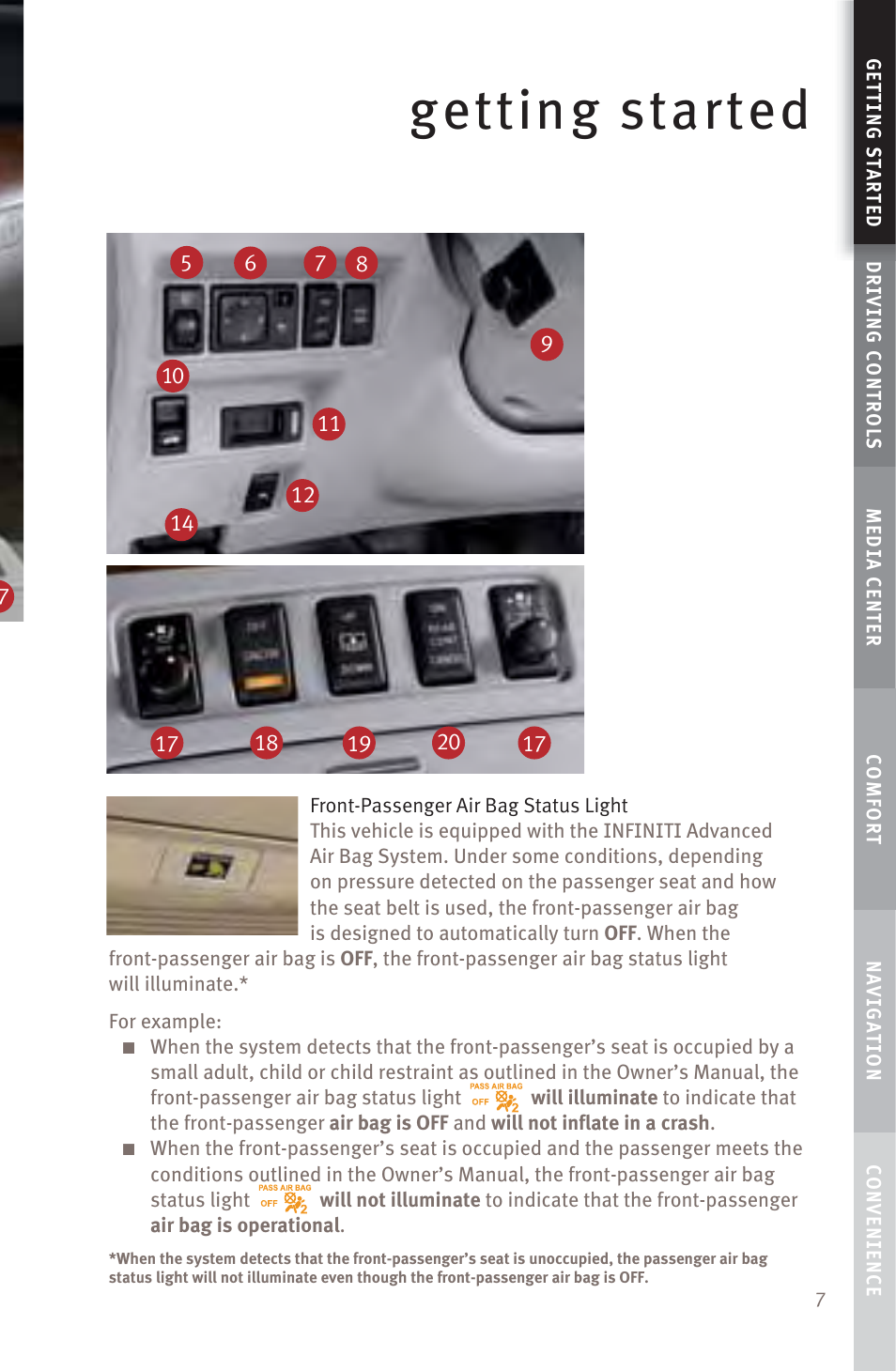 Getting started | Infiniti M45 User Manual | Page 9 / 48