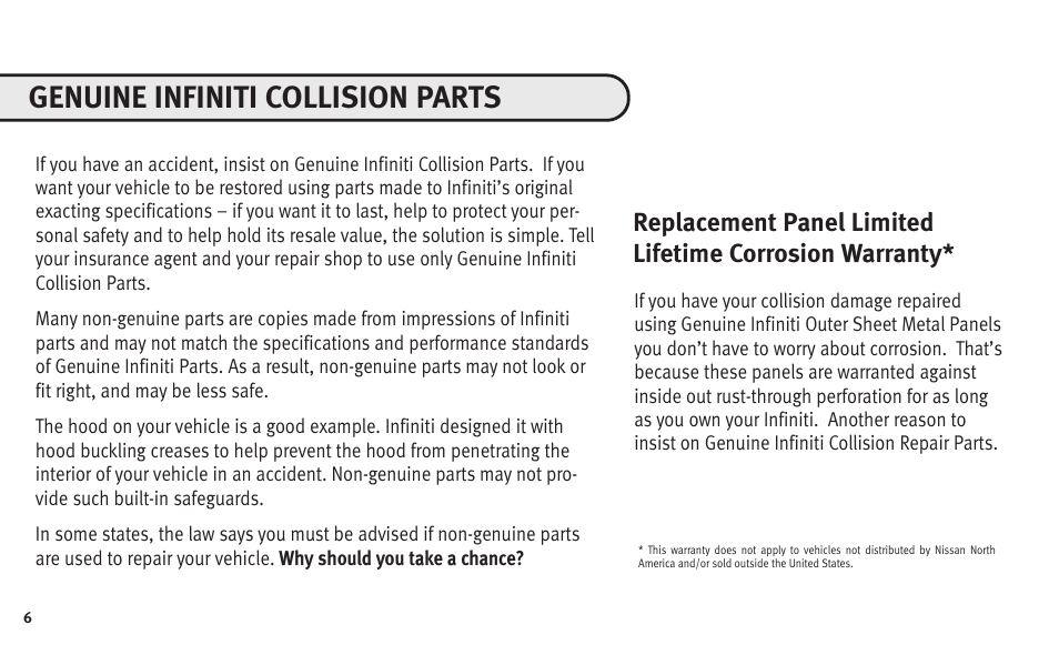 Genuine infiniti collision parts | Infiniti Automobile User Manual | Page 8 / 47