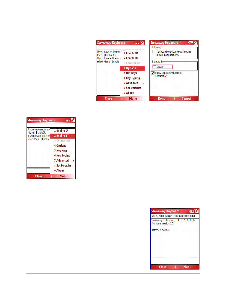 Unsecured connections | IGo Direct Stowaway Bluetooth Keyboard User Manual | Page 8 / 31