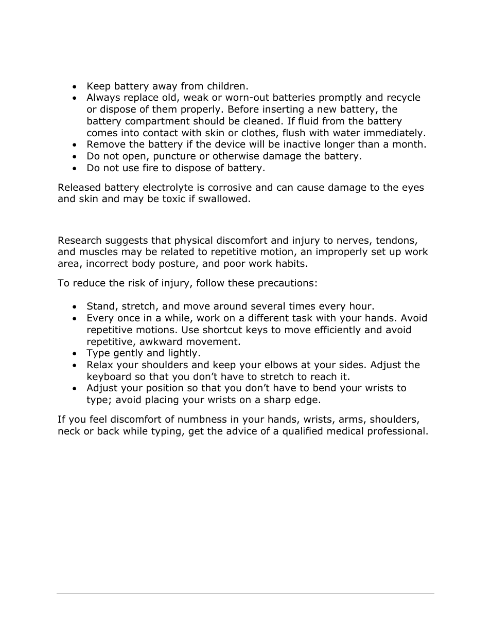 Important battery information, Comfortable typing | IGo Direct 60 User Manual | Page 22 / 30