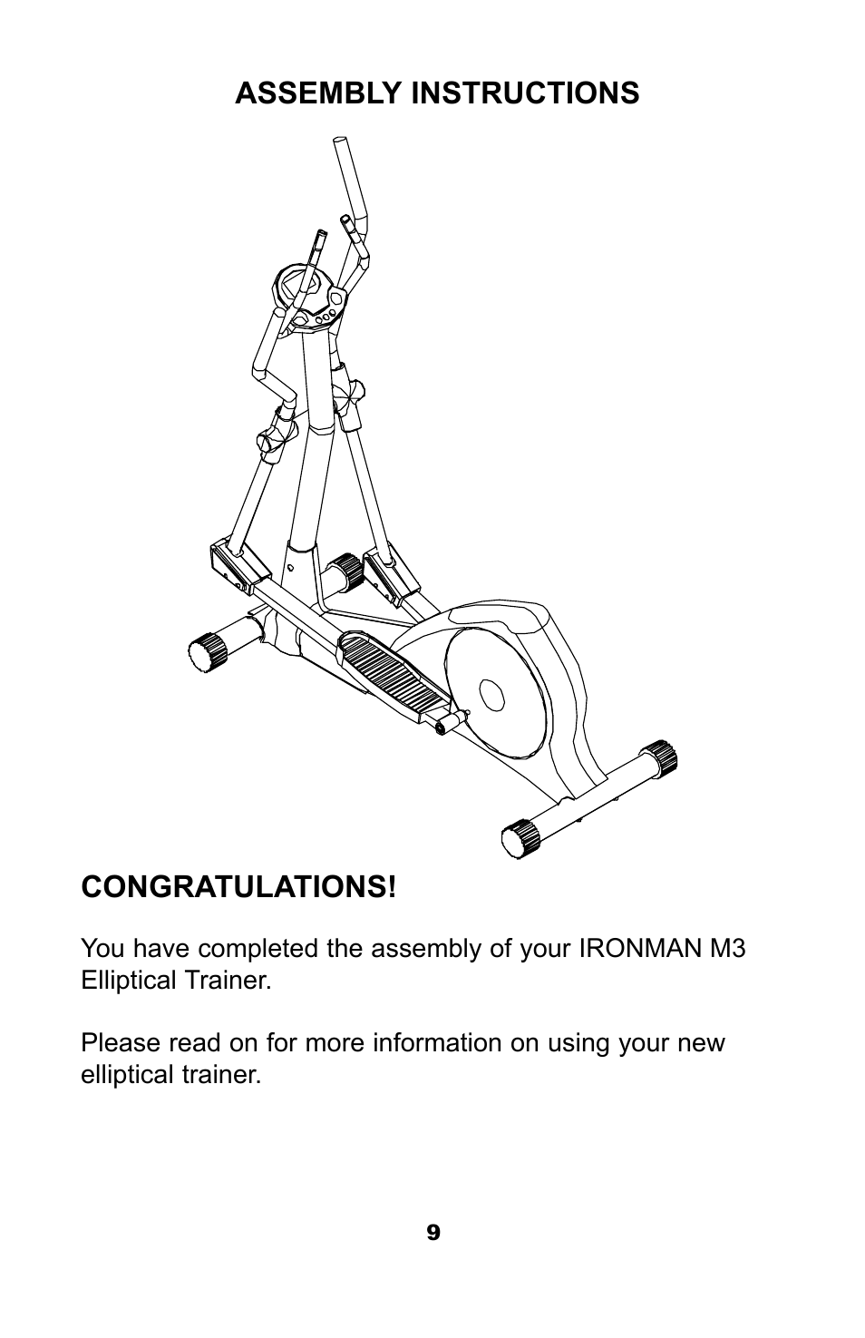 Assembly instructions | Ironman Fitness M3EL User Manual | Page 11 / 24