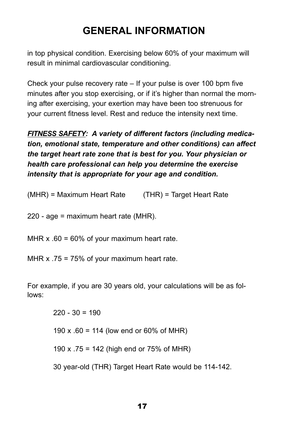 General information | Ironman Fitness M3EL User Manual | Page 19 / 24