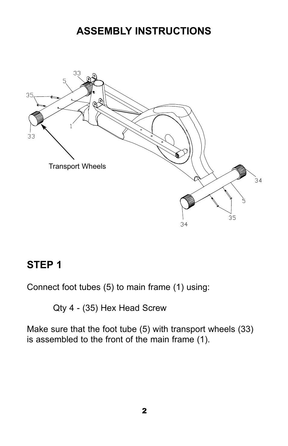 Assembly instructions, Step 1 | Ironman Fitness M3EL User Manual | Page 4 / 24