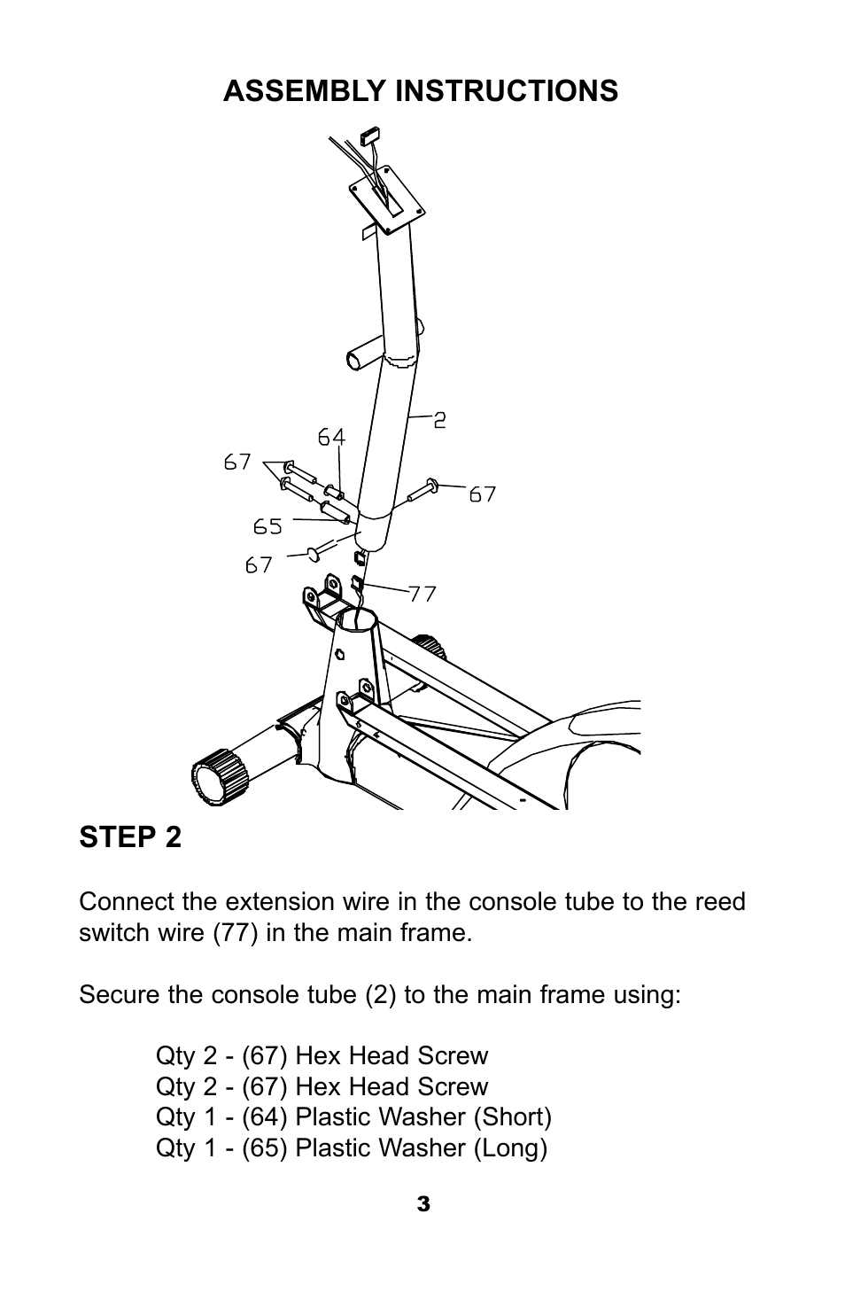 Assembly instructions, Step 2 | Ironman Fitness M3EL User Manual | Page 5 / 24