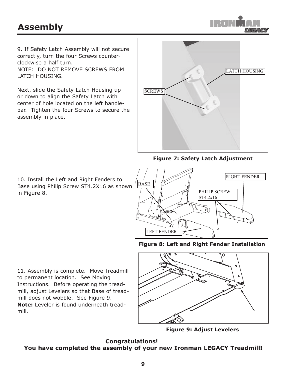 Assembly | Ironman Fitness LEGACY User Manual | Page 9 / 42