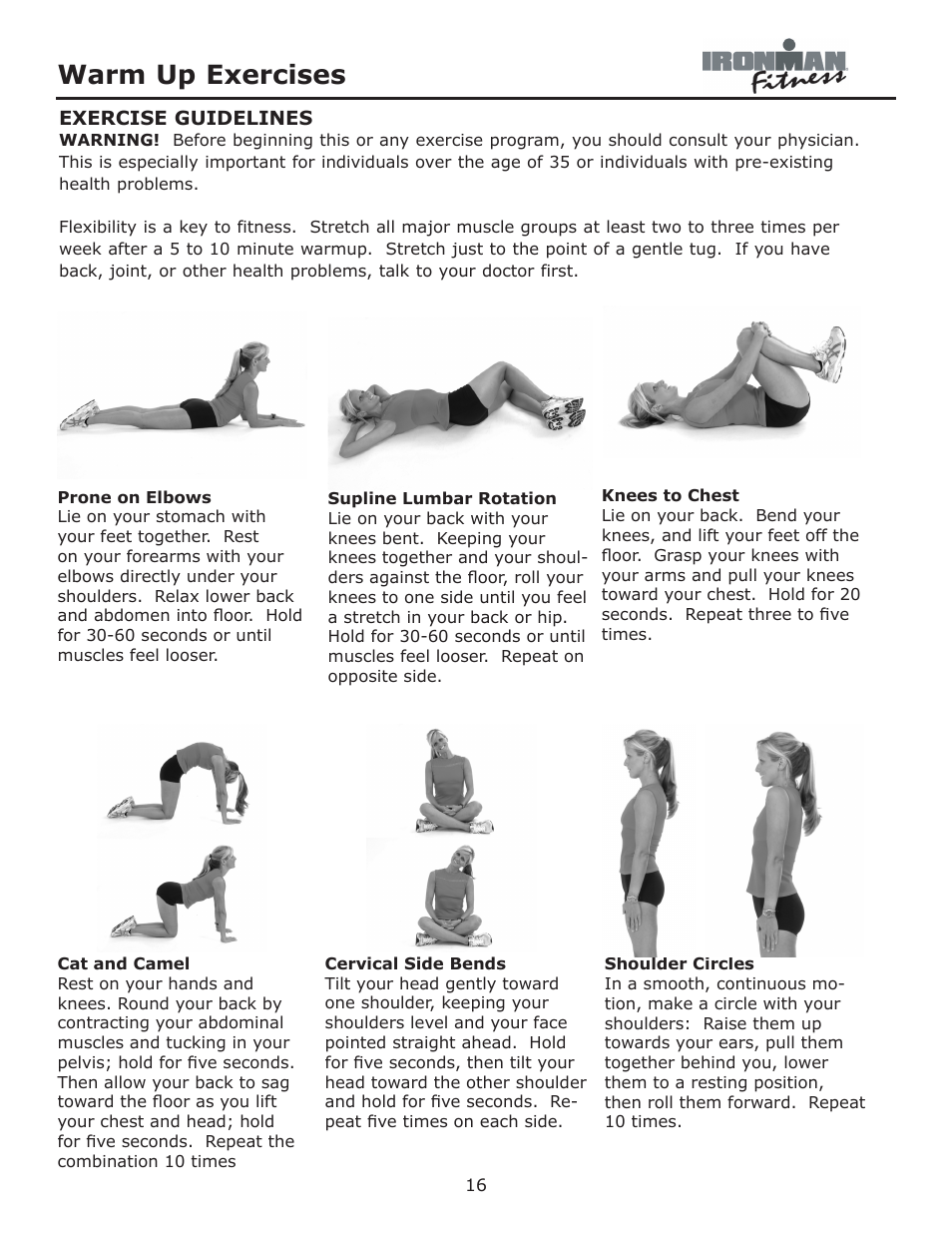 Warm up exercises | Ironman Fitness Alpine User Manual | Page 16 / 24