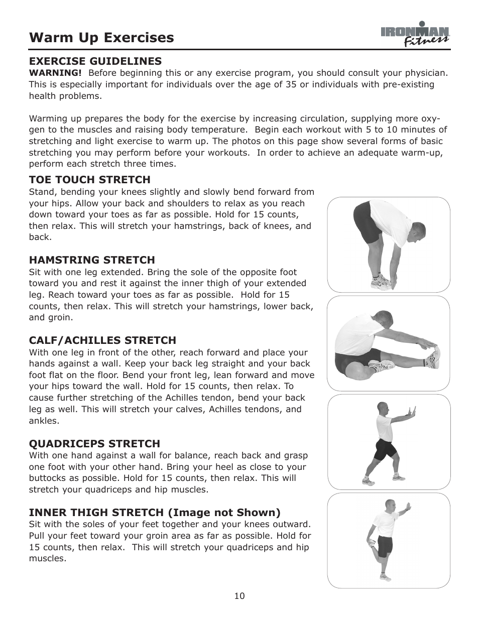 Warm up exercises | Ironman Fitness Crossover User Manual | Page 10 / 15