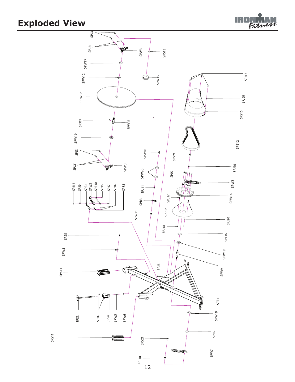 Exploded view | Ironman Fitness Crossover User Manual | Page 12 / 15